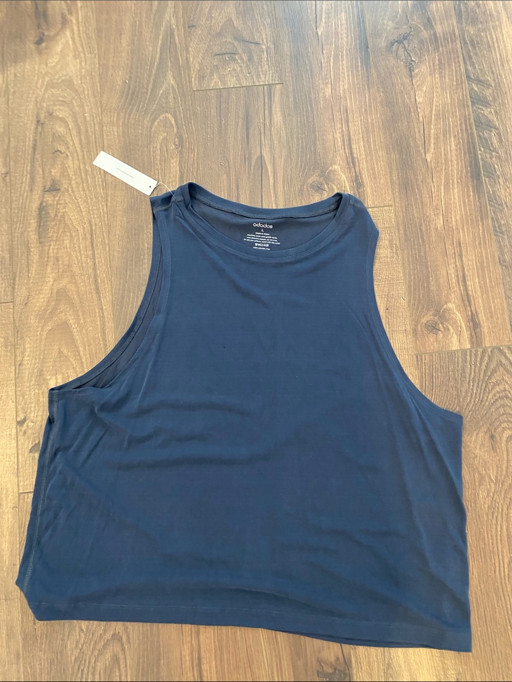 Navy Cropped Muscle Tank for Women